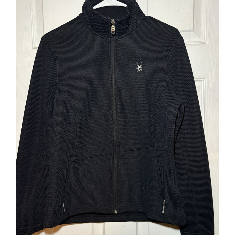 Spyder Virtue Full-Zip Core Sweater Women's Black Ribbed Sweater Jacket Large